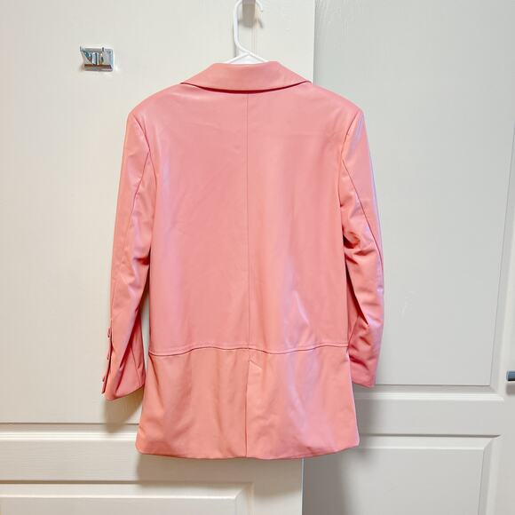 For Love & Lemons Talia Pink Faux Leather Blazer XS - Picture 4 of 8